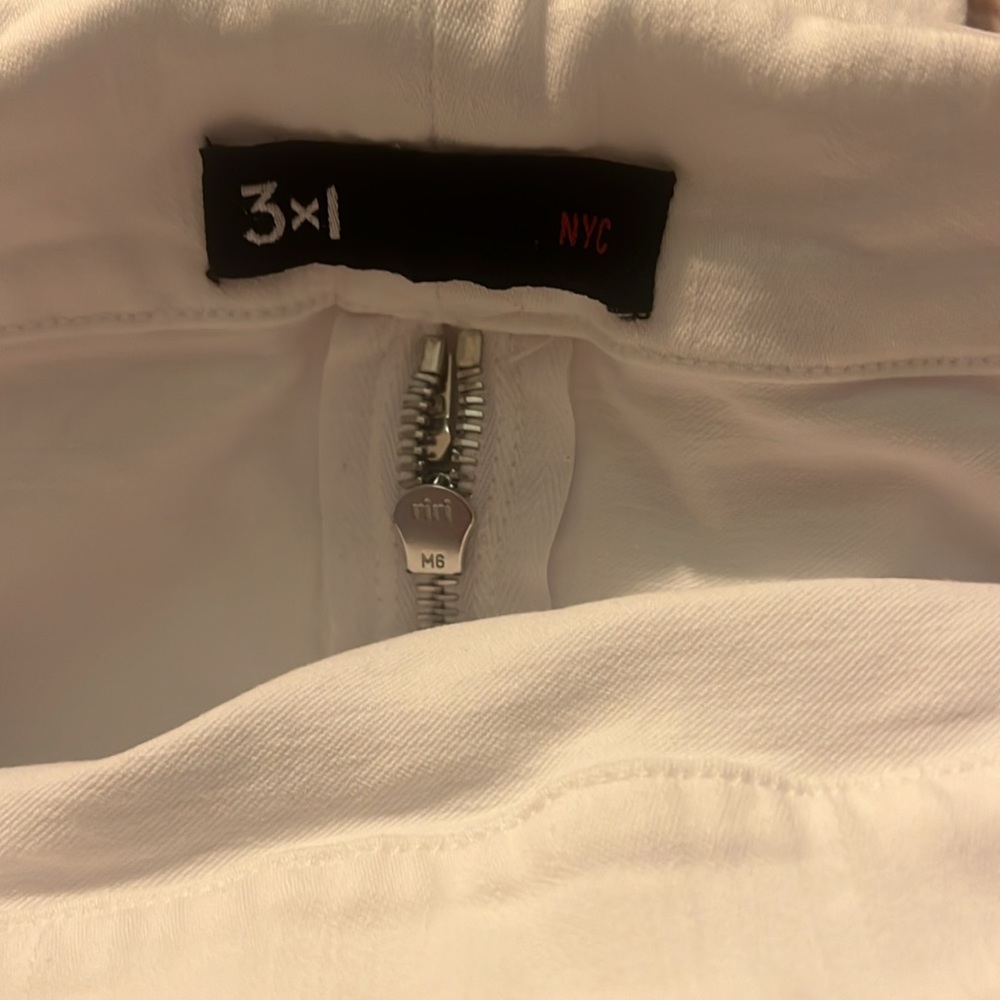 White cotton summer romper long pants zipper silver back exposed off shoulder